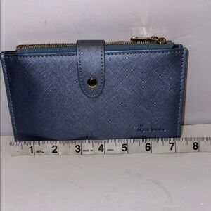 Elegant Blue Wallet with Gold Details